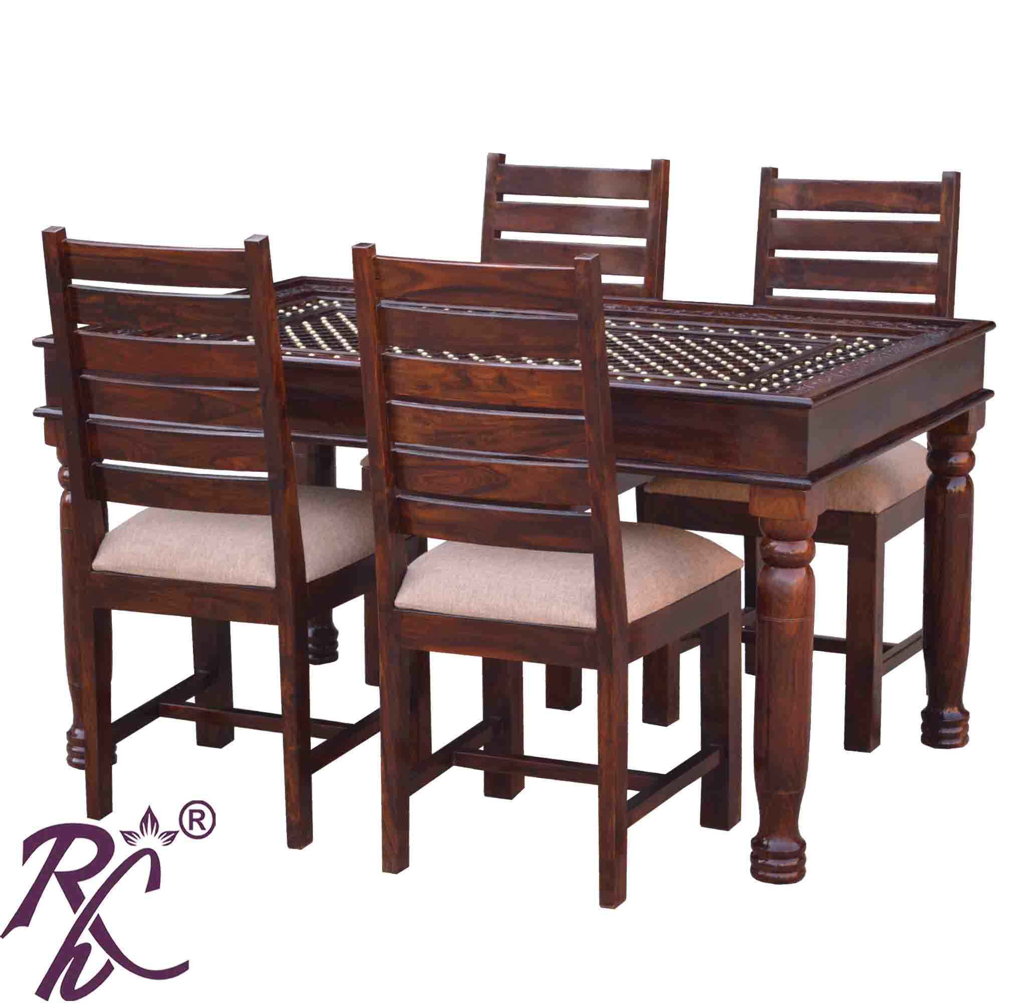 Solid Wooden Jiksa Jali Design Dining Set ( 4 Seater )