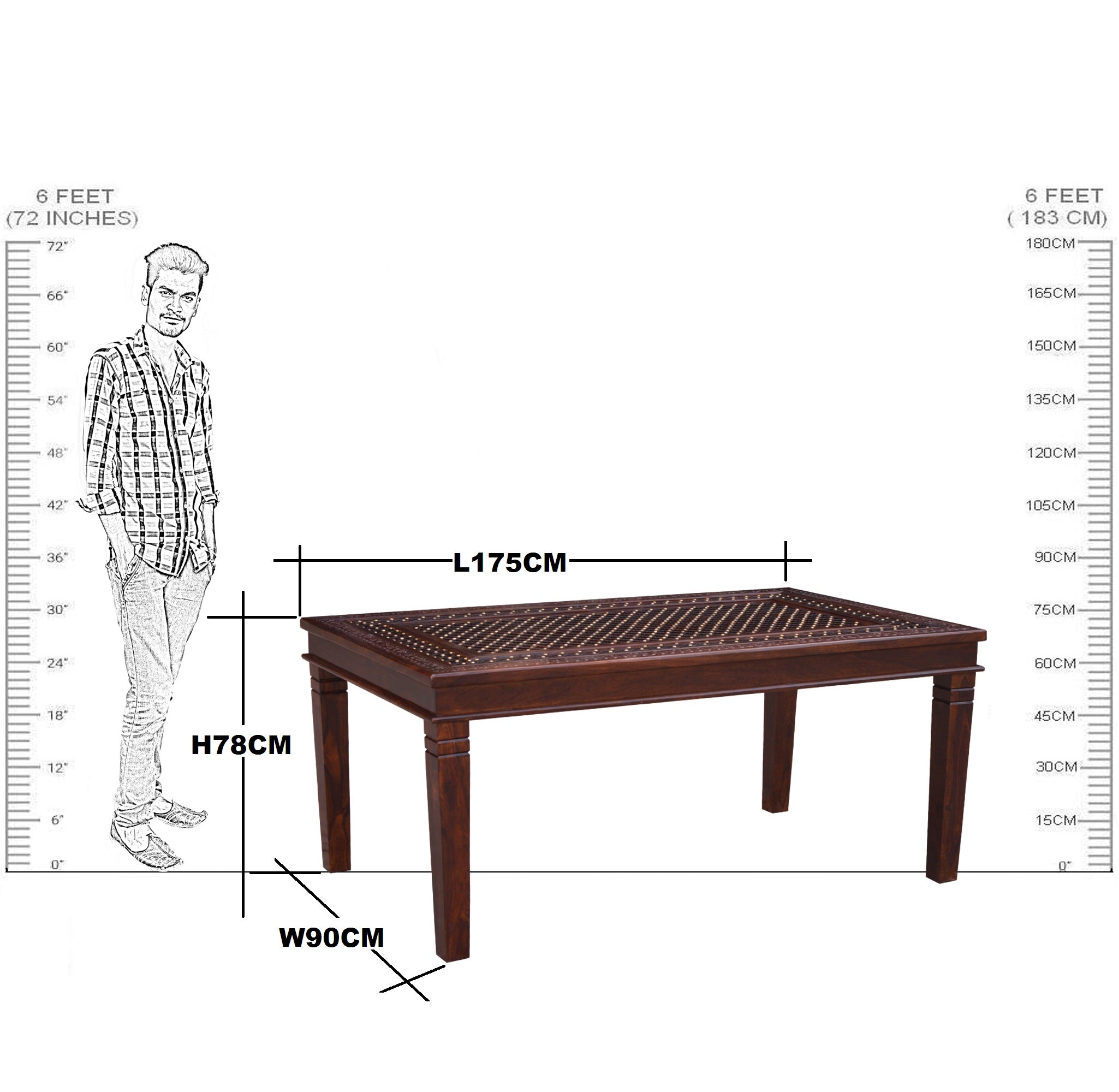 Solid Wood Jiksa Jali Design Dining Table