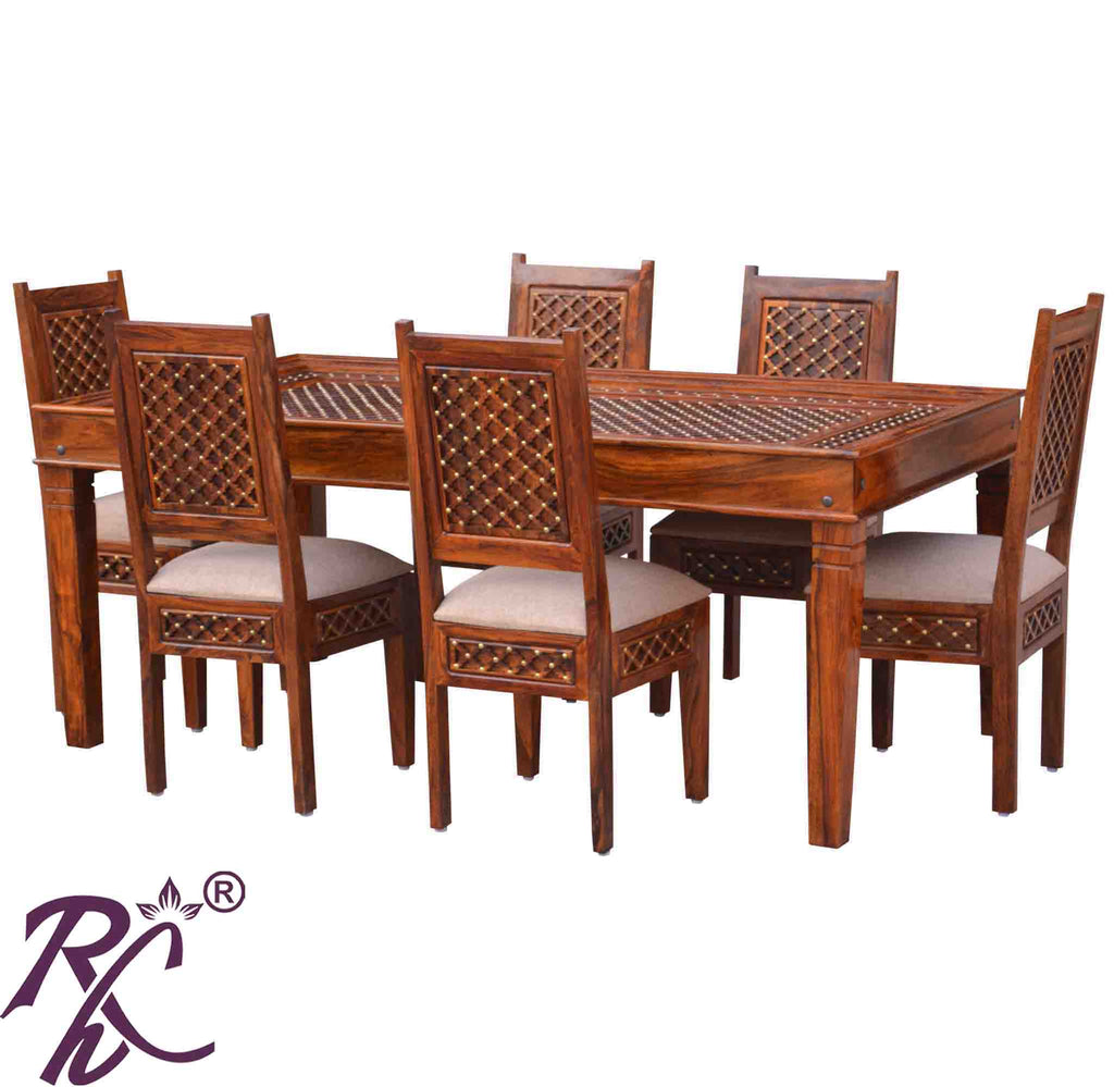 Wooden Jiksa Jali Dining Set  6 Seater