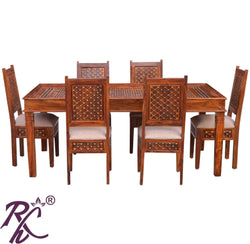 Wooden Jiksa Jali Dining Set  6 Seater
