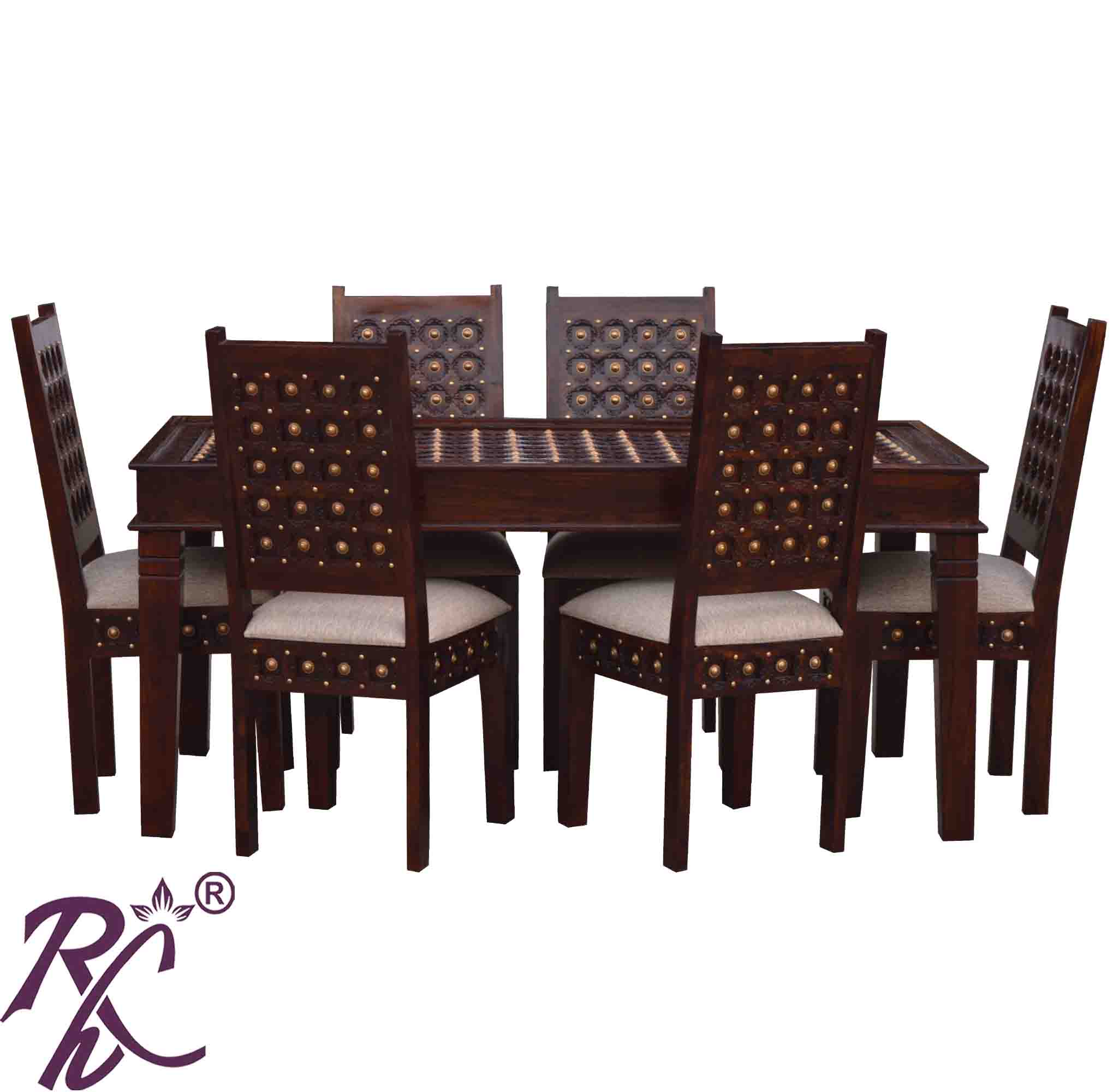Solid Wooden Wood Bakhra Dining Set ( 6 Seater ) Set