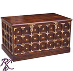 Solid Wood Brass Work L+T Design Blanket Box Small