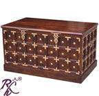 Solid Wood Brass Work L+T Design Blanket Box Small