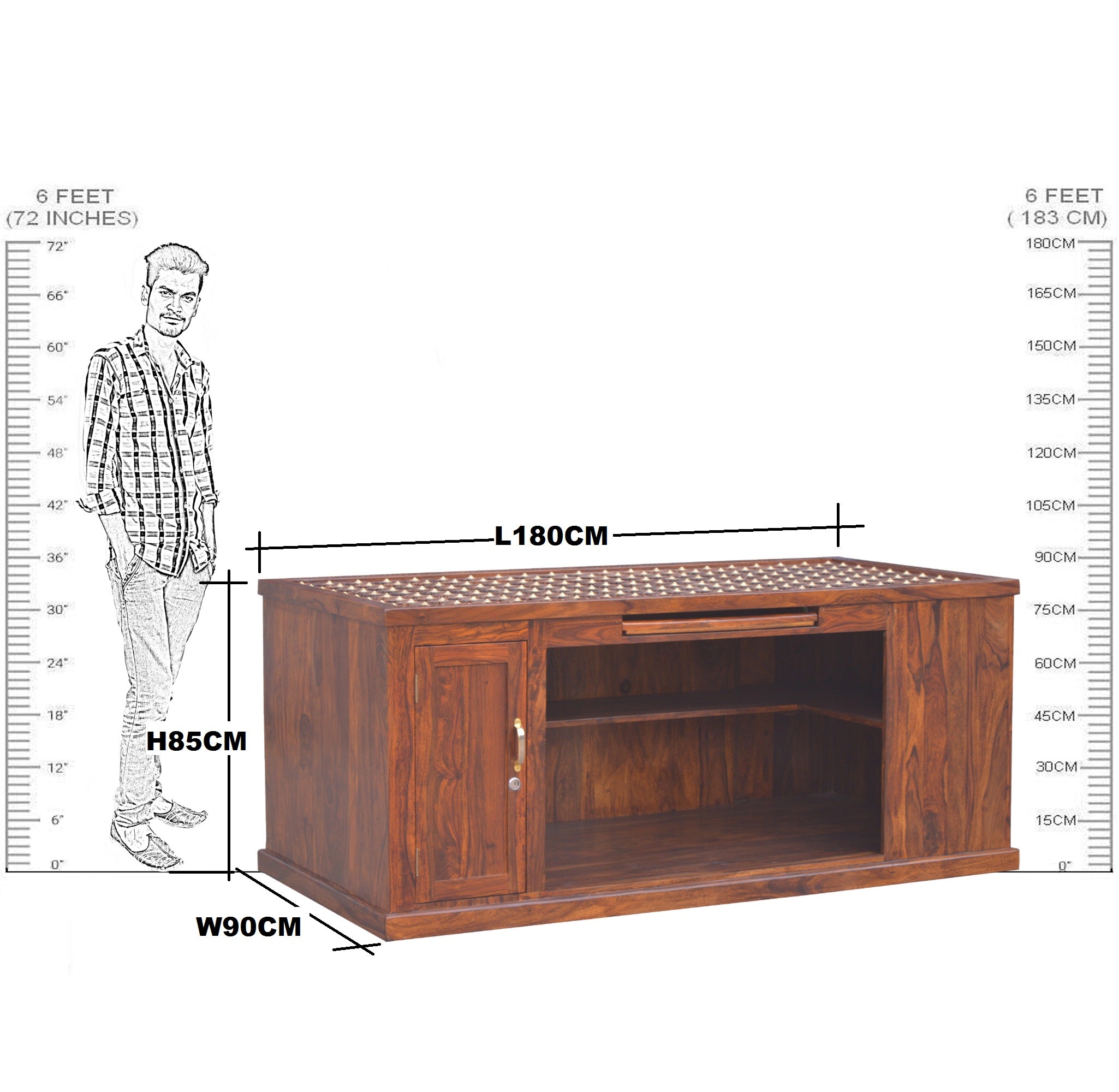 Solid Wooden Wood Bakhra Design Office Counter